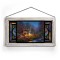Kinkade Disney Stained Glass Art: Mickey and Minnie Sweetheart Campfire (Whitewash Frame)