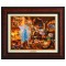 Kinkade Disney Canvas Classics: Mickey and Minnie Lighthouse Cove (Classic Burl Frame)